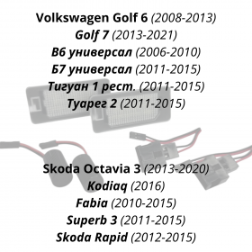 Подсветка номера Volkswagen, Skoda